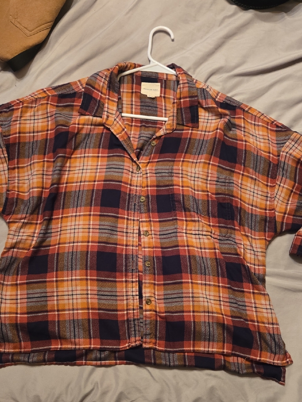 American Eagle Outfitters Orange and Black Plaid Baggy